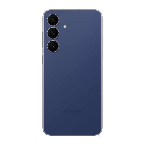 Blue Samsung smartphone back view on a white background